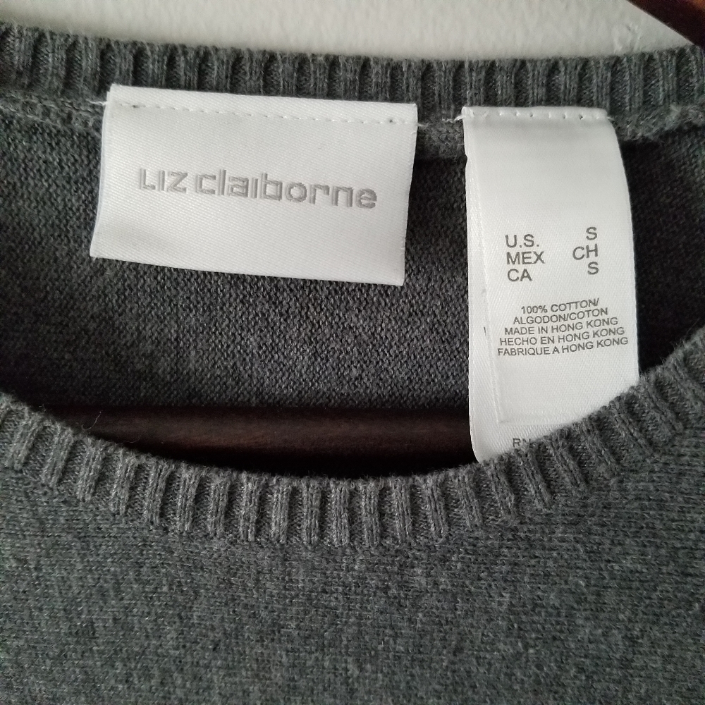 Liz Claiborne Skater Colorful Striped Sweater Grey Women's Small - Picture 4 of 6